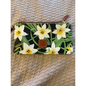 Dooney & Bourke Daffodil Floral Black Wristlet with Keyring